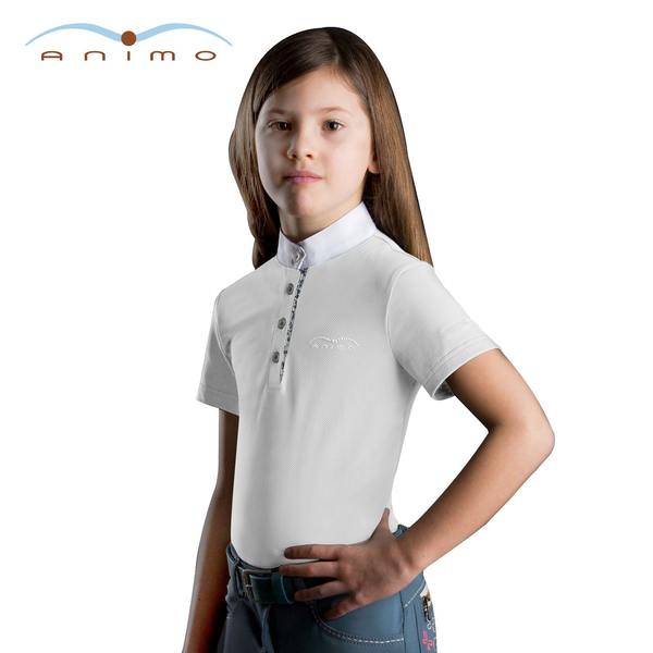 Рубашка для выступлений детская Betta, короткий рукав, воротник стойка на пуговичках, Animo Италия